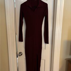 Heart Hips Deep Red Long Sleeve Dress